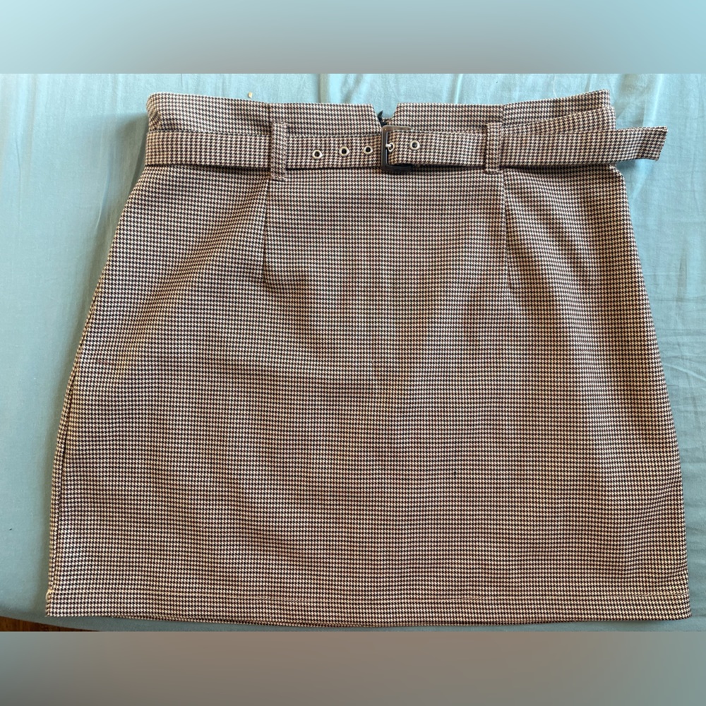 Slit Hem Plaid Skirt